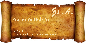 Zsebe Arikán névjegykártya